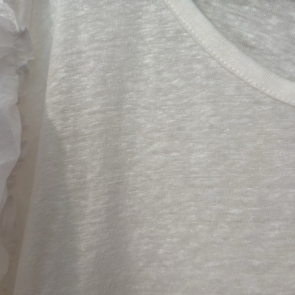 Ann Taylor LOFT White Linen Top Women's Flutter Short Sleeve Shirt XL - Picture 5 of 10